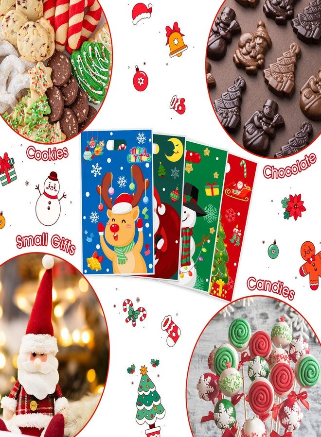 PADELO 50 Pcs Christmas Gift Bags - Xmas Tote Bags with Handles, Merry Christmaa Santa Claus Plastic Treat Goodie Goody Candy Bags Bulk for Shopping Retail Winter Xmas Holiday Christmass Party Favors - Image 5